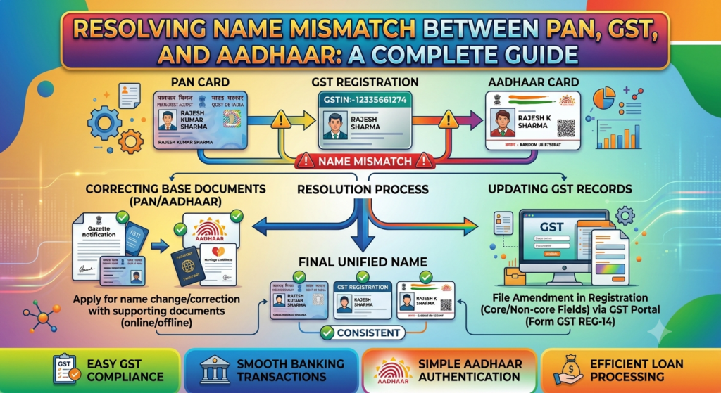 how resolve mismatch of name in gst